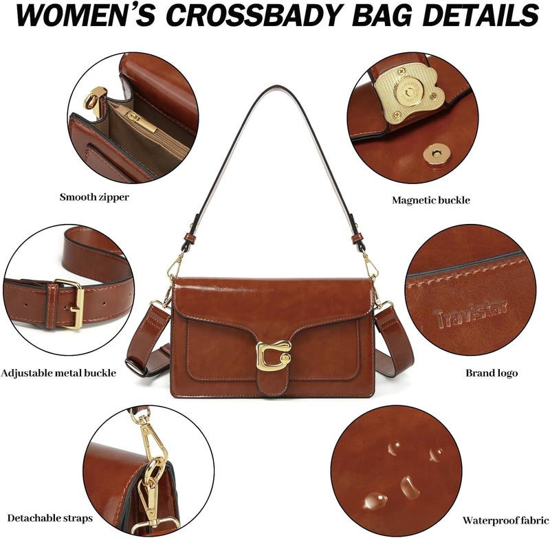 Travistar Store Crossbody Bags for Women Trendy - Small Cross Body Purse Shoulder Bag Leather Handbags Evening Clutch with 2 Straps - Image 5